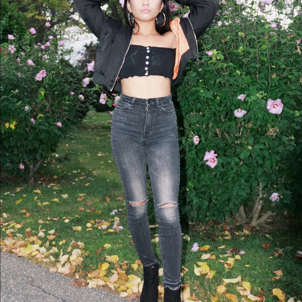 black ripped jeans